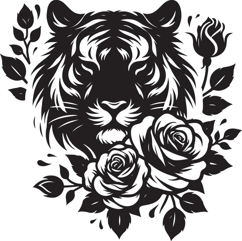 Powerful Tiger Silhouette Line Art Set for Wildlife Design Projects vector