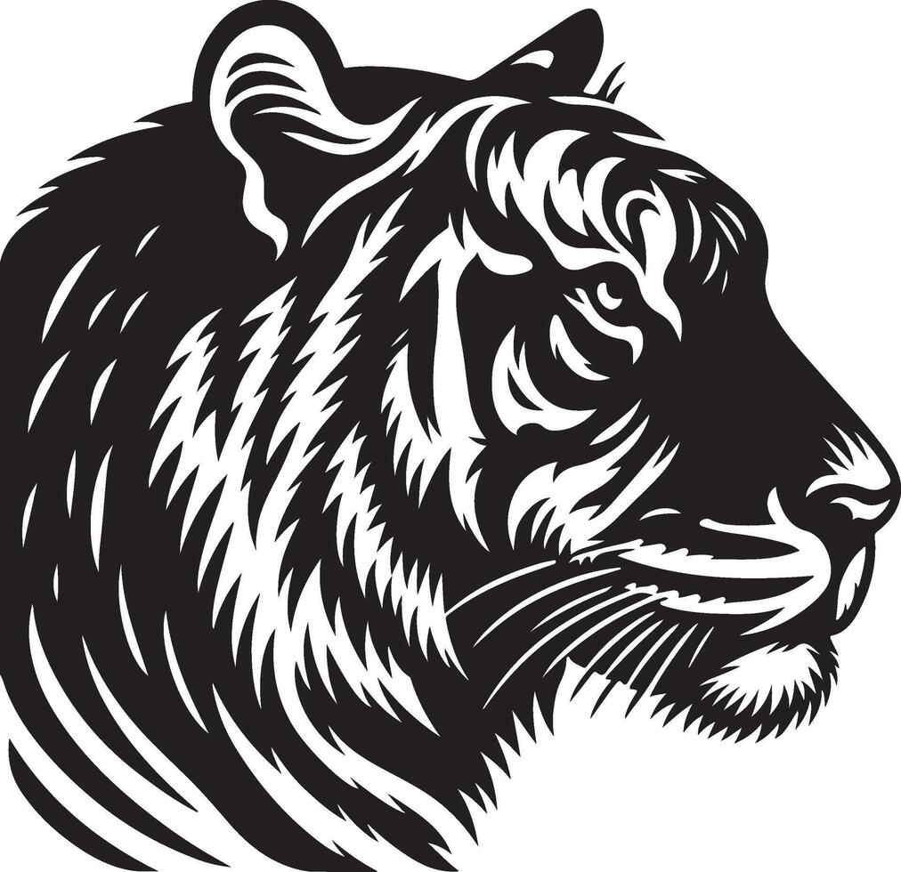 Powerful Tiger Silhouette Line Art Set for Wildlife Design Projects vector
