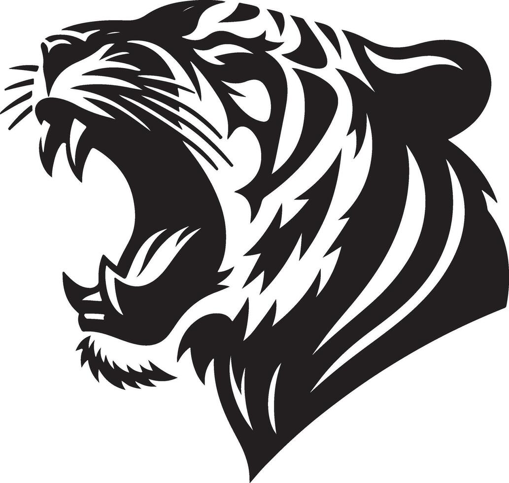 Powerful Tiger Silhouette Line Art Set for Wildlife Design Projects vector