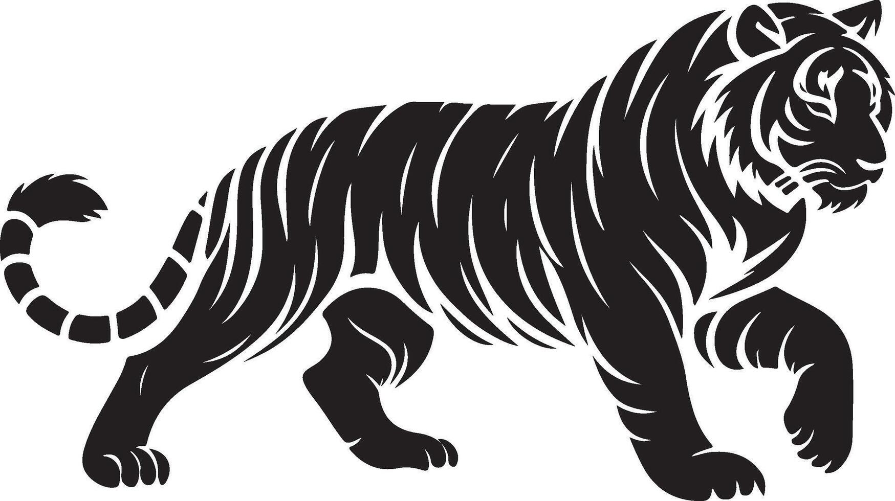Powerful Tiger Silhouette Line Art Set for Wildlife Design Projects vector