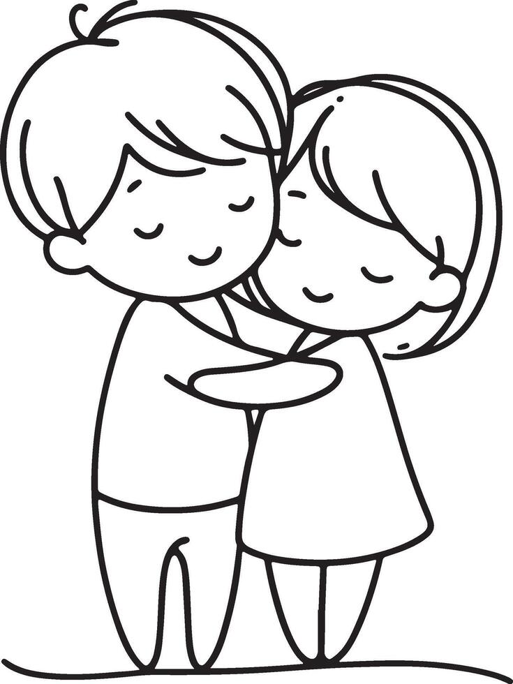 Happy couple in love hugging outdoors vector
