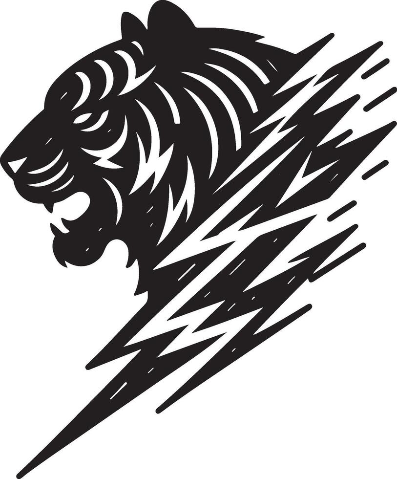 Powerful Tiger Silhouette Line Art Set for Wildlife Design Projects vector
