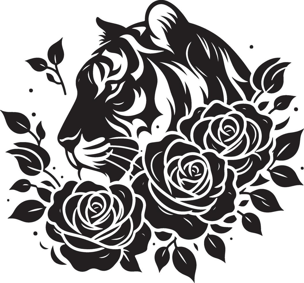 Powerful Tiger Silhouette Line Art Set for Wildlife Design Projects vector