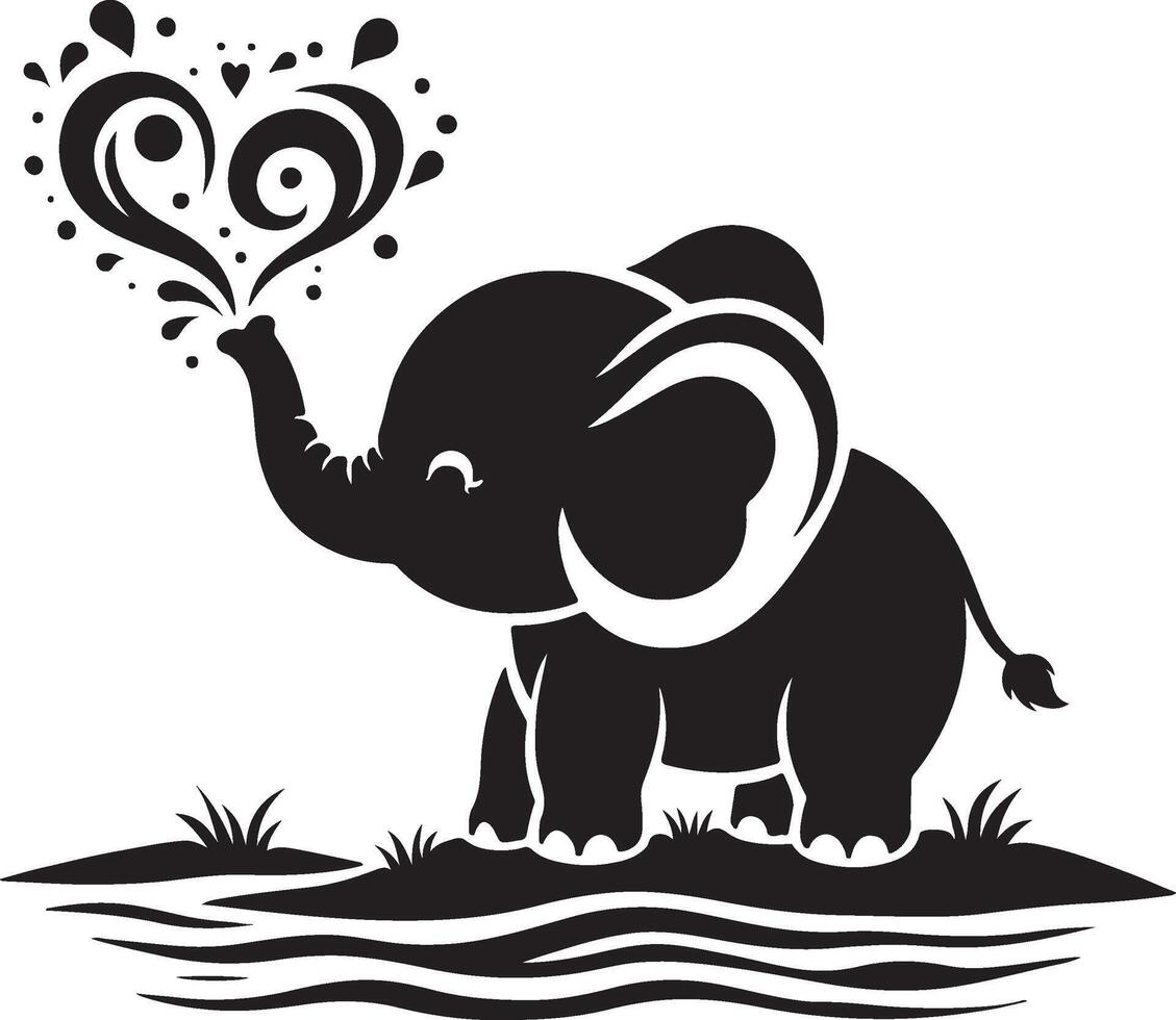 Cute baby elephant set featuring playful and adorable designs with hearts and balloons. Perfect for creative and child-friendly design projects vector