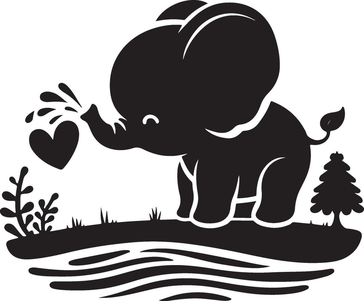 Cute baby elephant set featuring playful and adorable designs with hearts and balloons. Perfect for creative and child-friendly design projects vector