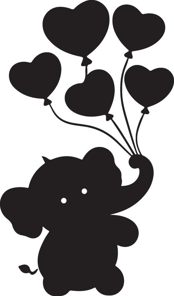 Cute baby elephant set featuring playful and adorable designs with hearts and balloons. Perfect for creative and child-friendly design projects vector