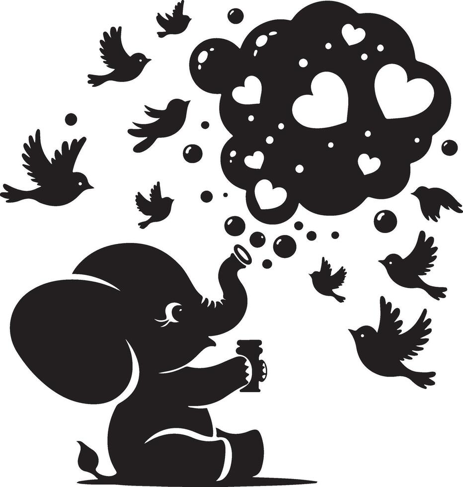 Cute baby elephant set featuring playful and adorable designs with hearts and balloons. Perfect for creative and child-friendly design projects vector