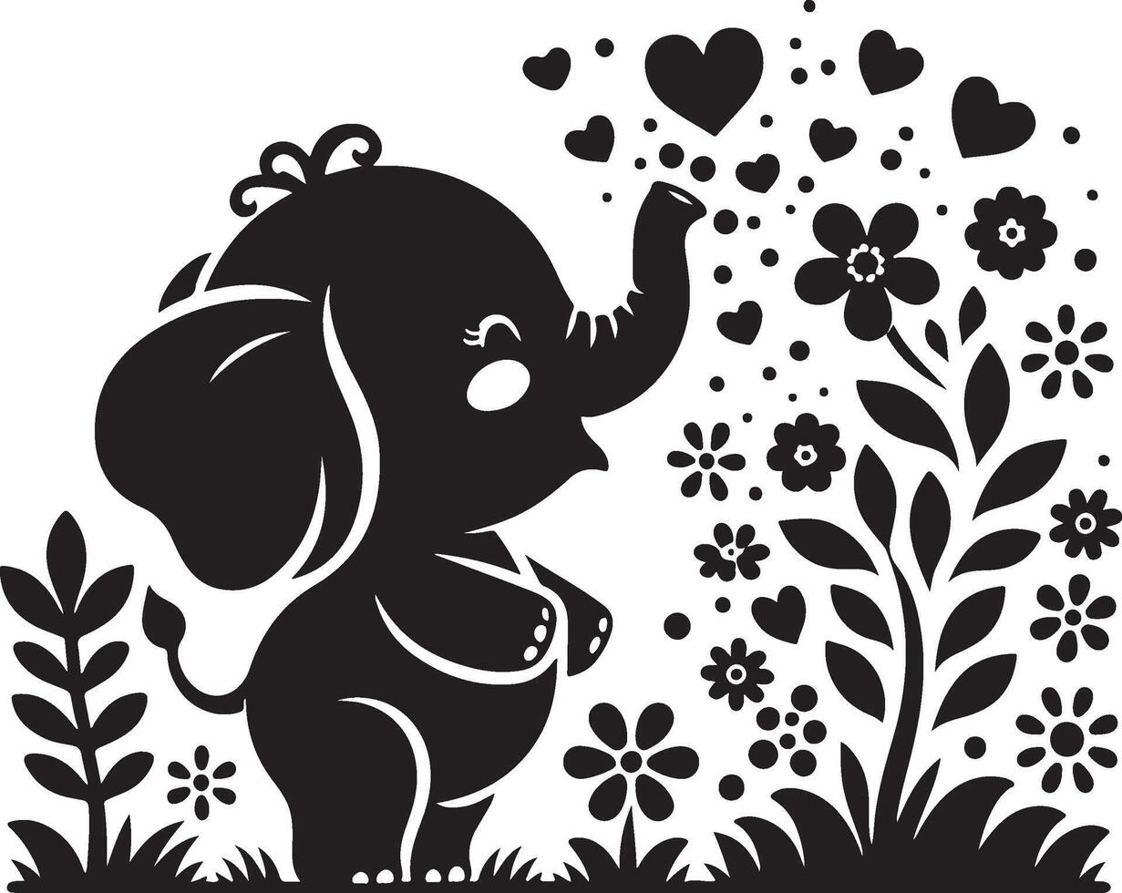 Cute baby elephant set featuring playful and adorable designs with hearts and balloons. Perfect for creative and child-friendly design projects vector