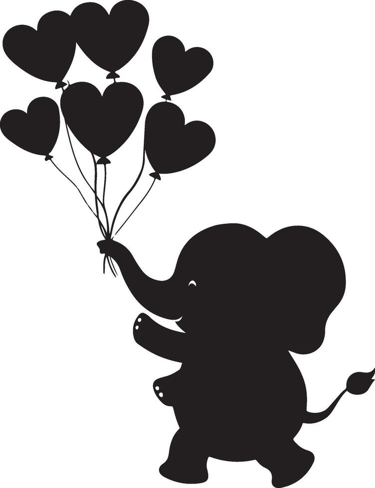 Cute baby elephant set featuring playful and adorable designs with hearts and balloons. Perfect for creative and child-friendly design projects vector