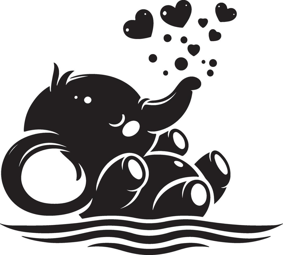 Cute baby elephant set featuring playful and adorable designs with hearts and balloons. Perfect for creative and child-friendly design projects vector