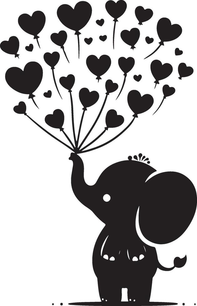 Cute baby elephant set featuring playful and adorable designs with hearts and balloons. Perfect for creative and child-friendly design projects vector