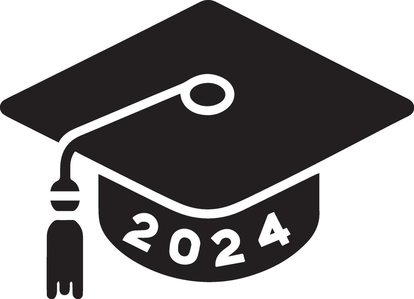 2024 graduation set featuring caps, diplomas, and fun typography. Perfect for celebration and academic achievement design projects. vector