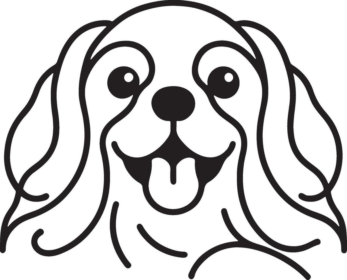 Playful Dog Peeking Silhouette Black Outline Illustration for Cute Design vector