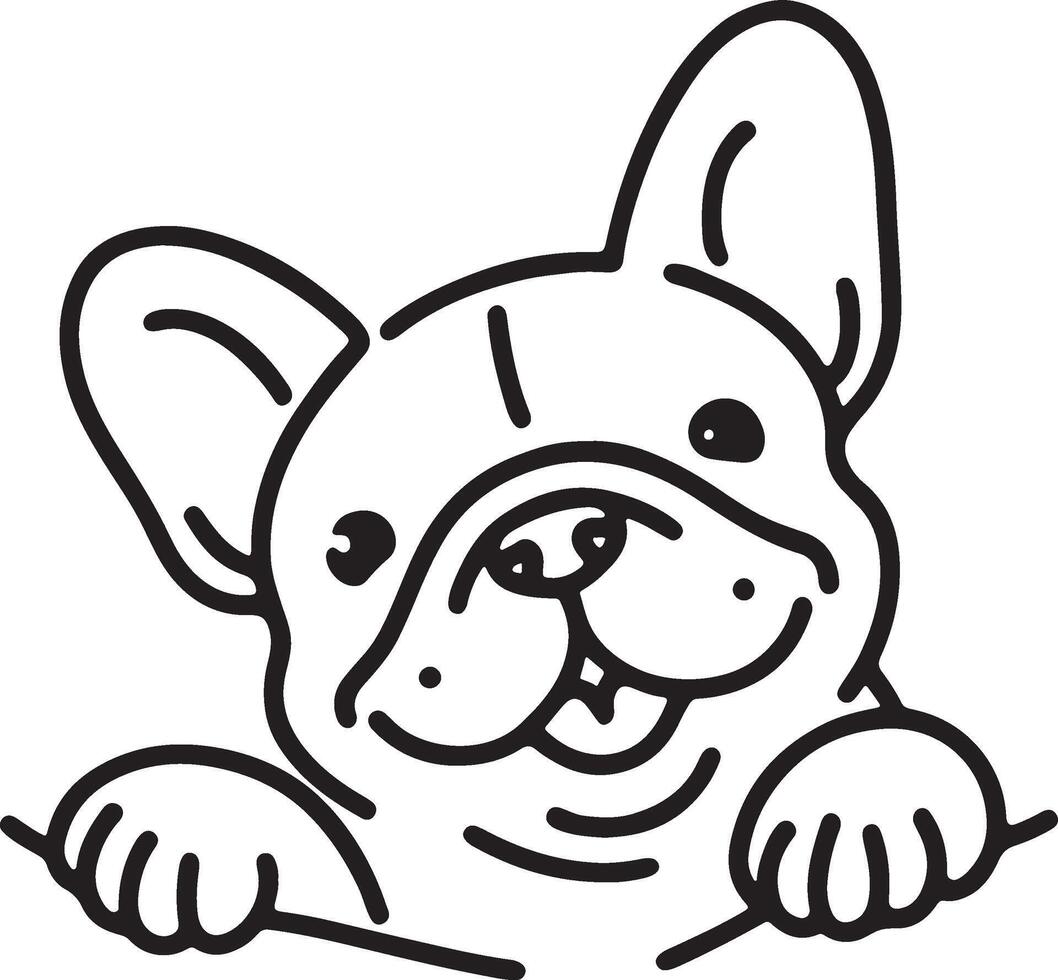 Playful Dog Peeking Silhouette Black Outline Illustration for Cute Design vector