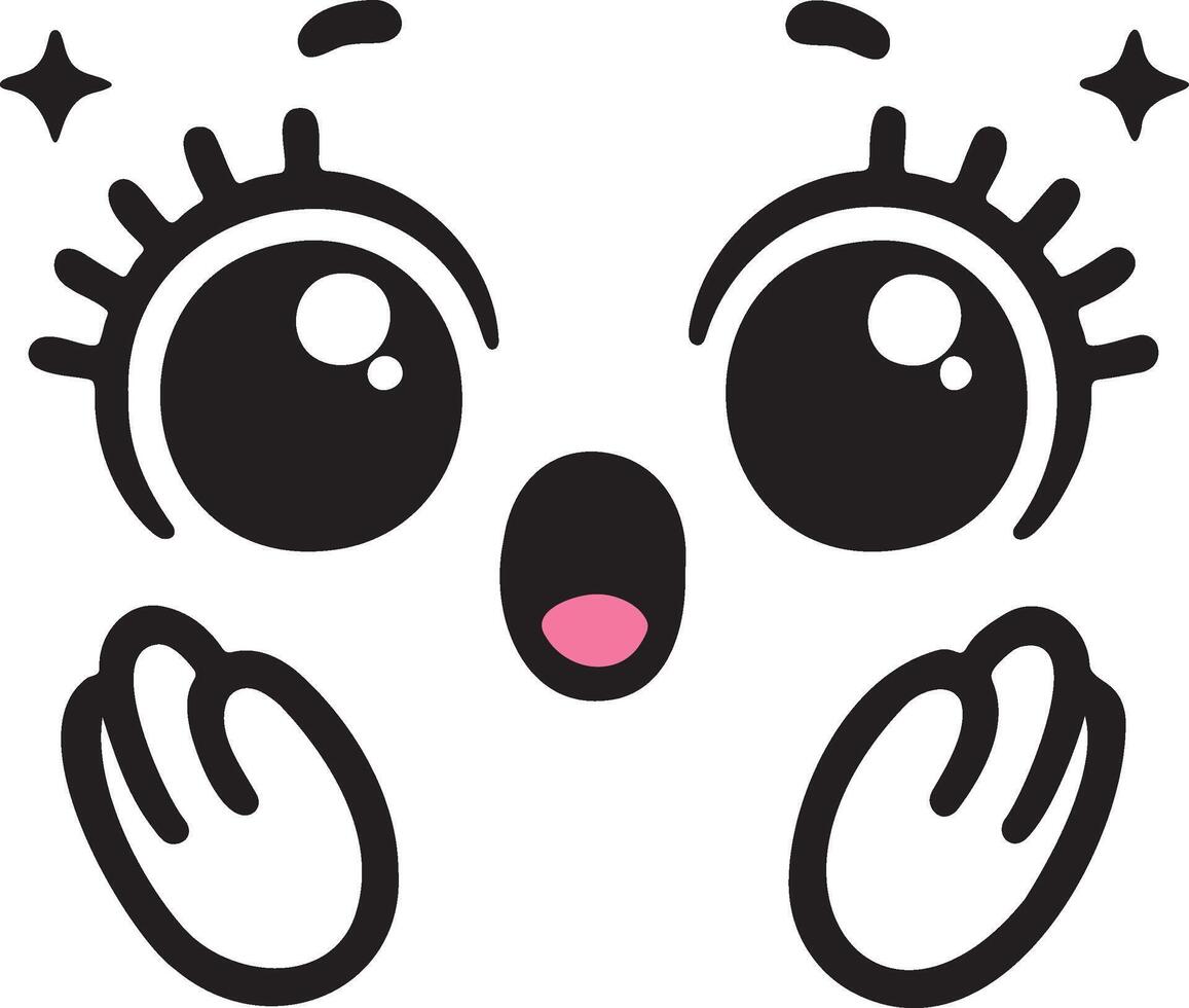 Cute kawaii face expressions in cartoon face set, featuring playful and adorable emoticons. Perfect for fun and creative design projects vector