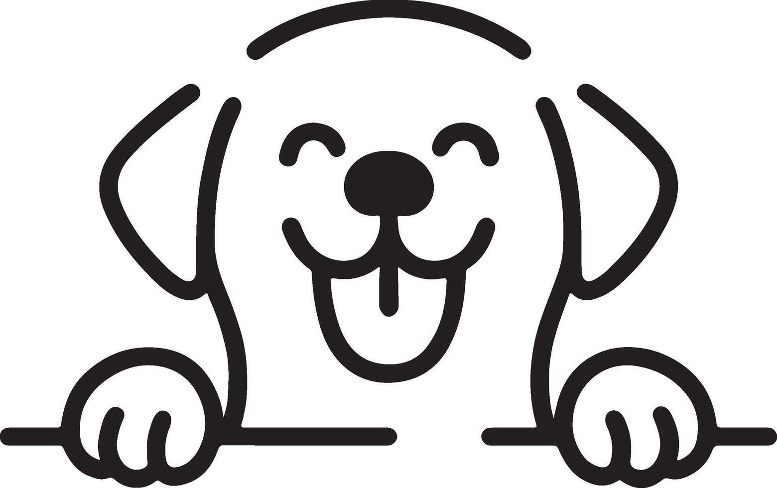 Playful Dog Peeking Silhouette Black Outline Illustration for Cute Design vector