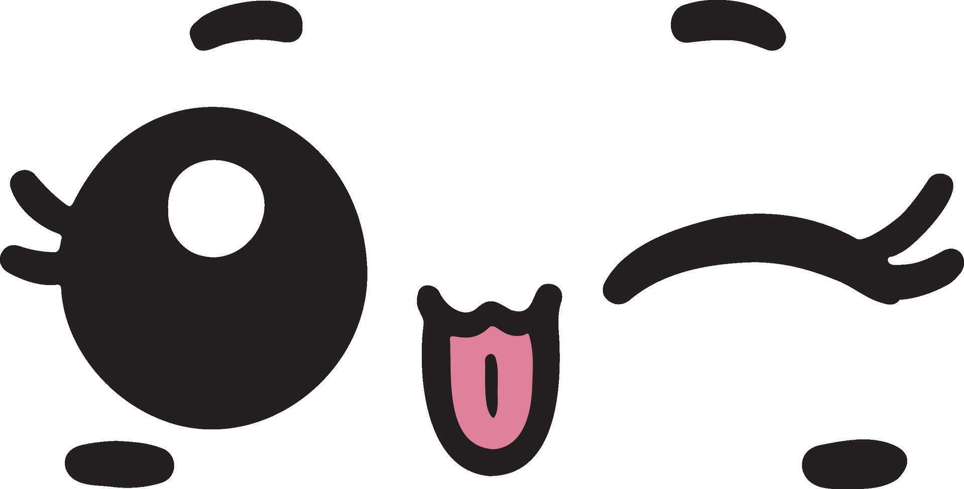 Cute kawaii face expressions in cartoon face set, featuring playful and adorable emoticons. Perfect for fun and creative design projects vector