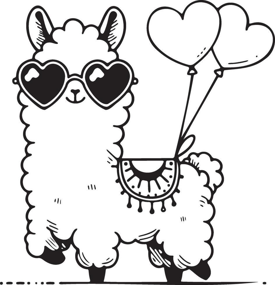Cute Llama with Sunglasses Adorable Llama with Fun and Playful Designs vector