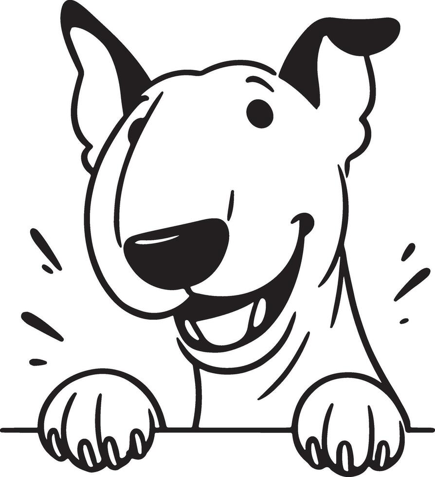 Playful Dog Peeking Silhouette Black Outline Illustration for Cute Design vector
