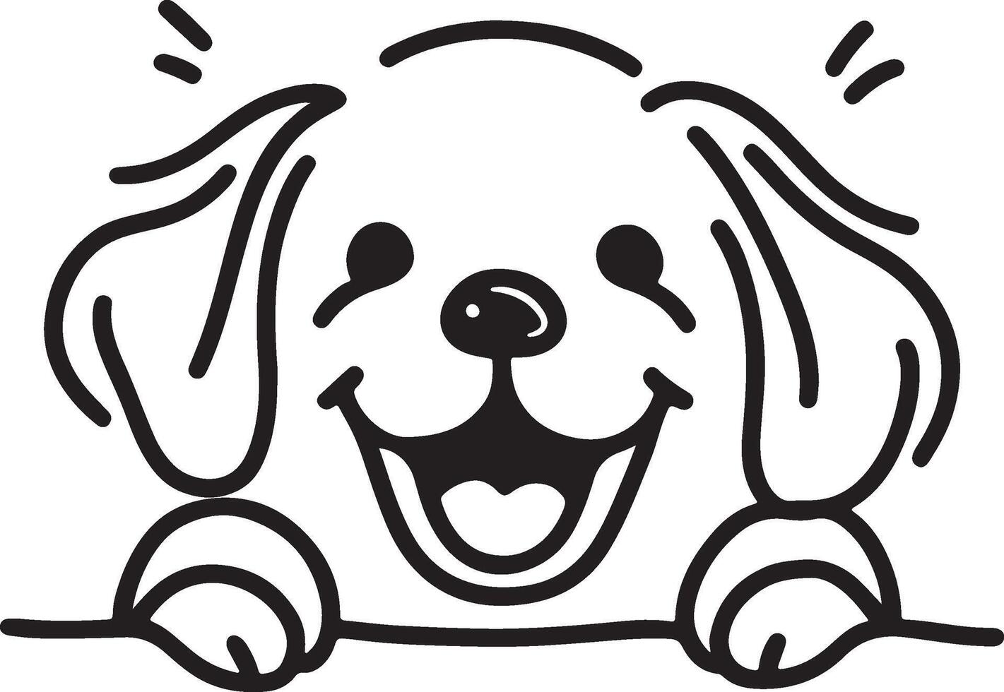 Playful Dog Peeking Silhouette Black Outline Illustration for Cute Design vector