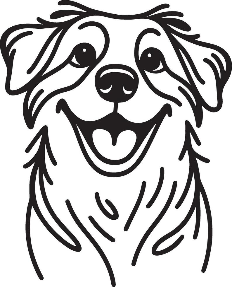 Playful Dog Peeking Silhouette Black Outline Illustration for Cute Design vector