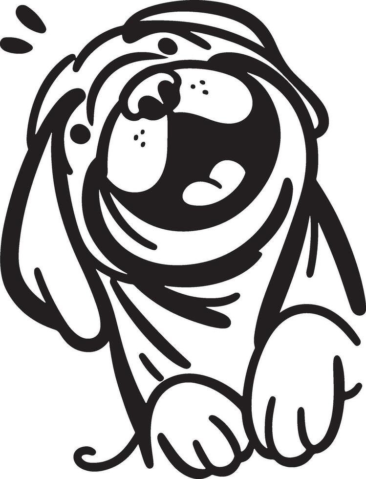 Playful Dog Peeking Silhouette Black Outline Illustration for Cute Design vector