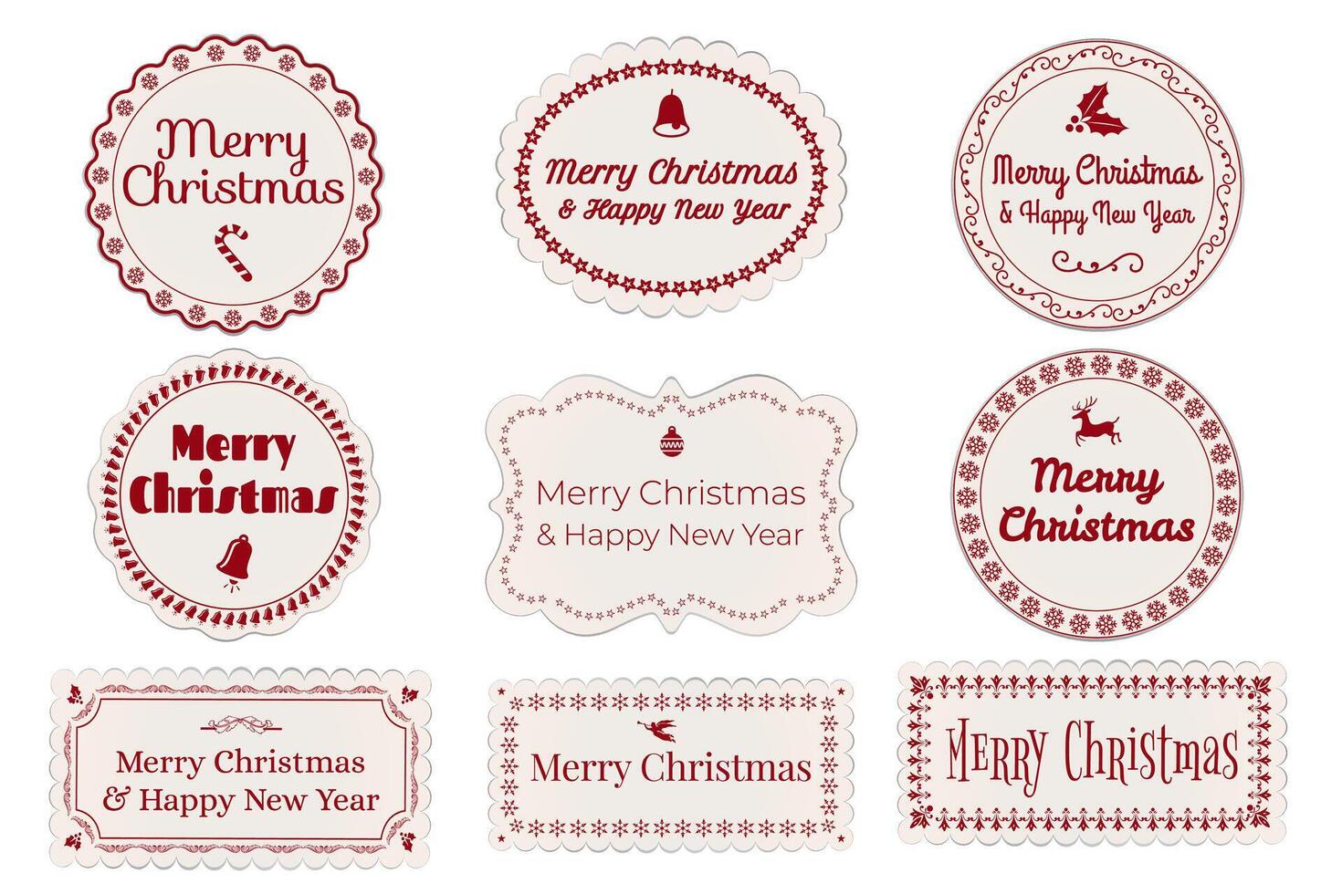 Stickers or labels with Christmas greetings - vector