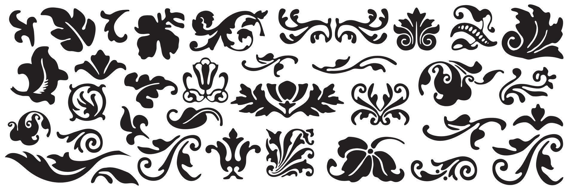 set vintage calligraphic design elements and page decoration for retro design with old ornaments. vector