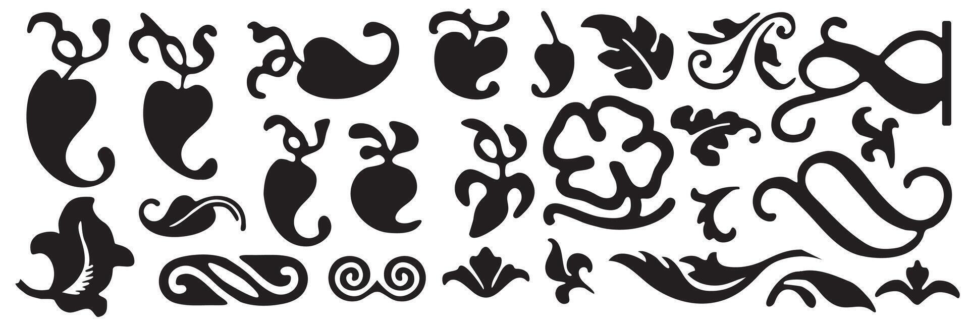 set vintage calligraphic design elements and page decoration for retro design with old ornaments. vector