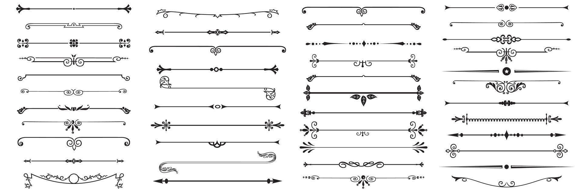 Set of decorative divider elements. Border florish collection. . vector