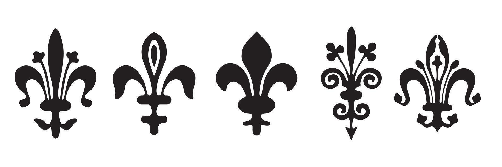 Set of emblems Fleur de Lys symbols. vector
