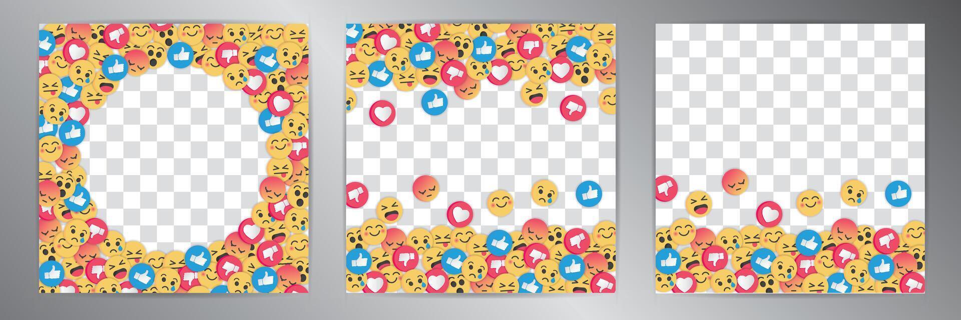 Emoji banner set. illustration in 3d style. vector