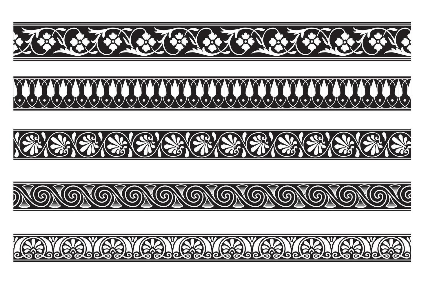 Set of decorative seamless ornamental border - modular vector