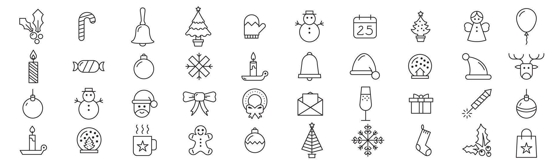 Christmas icons line set illustration vector