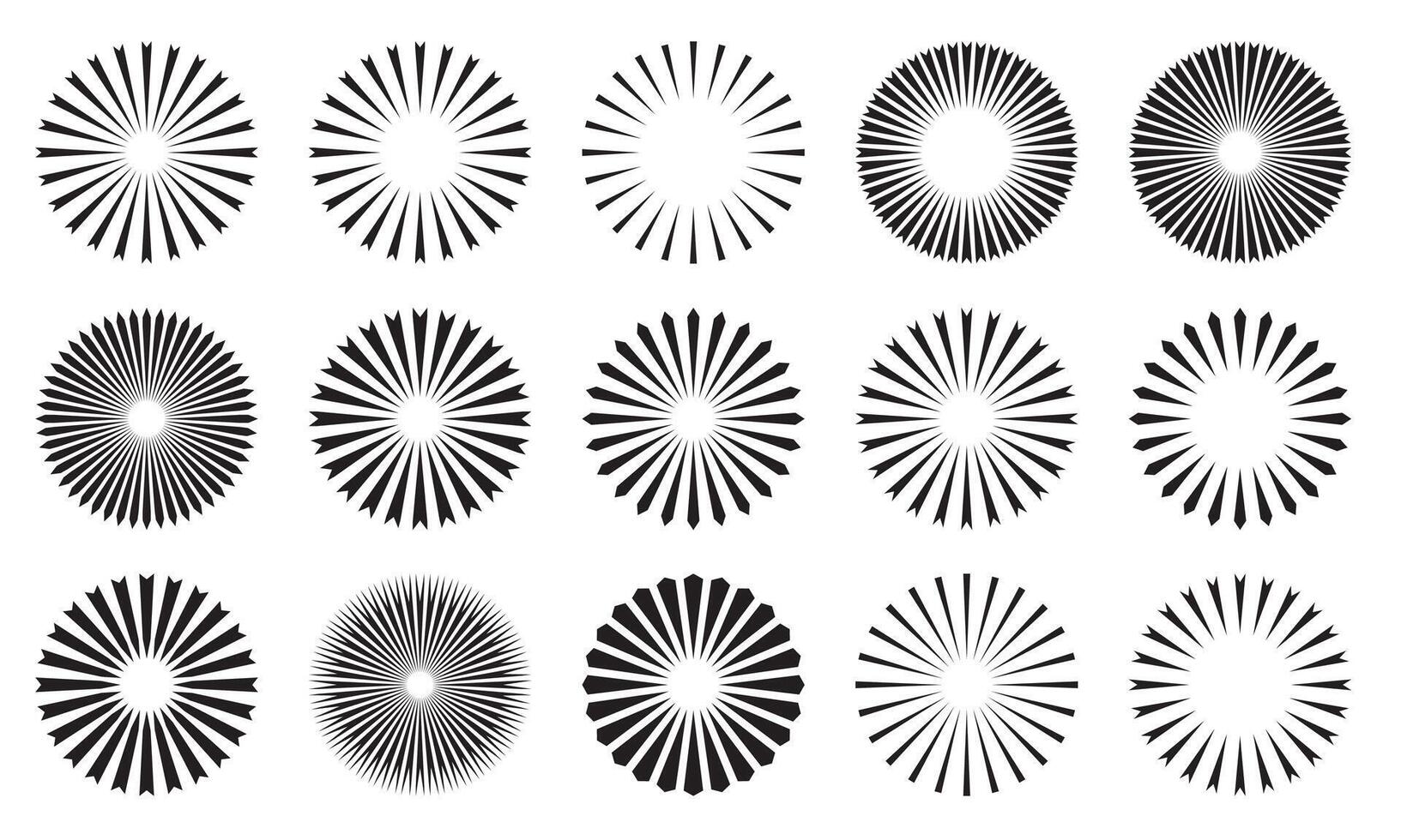 Sun rays icon set, shine and burst vector