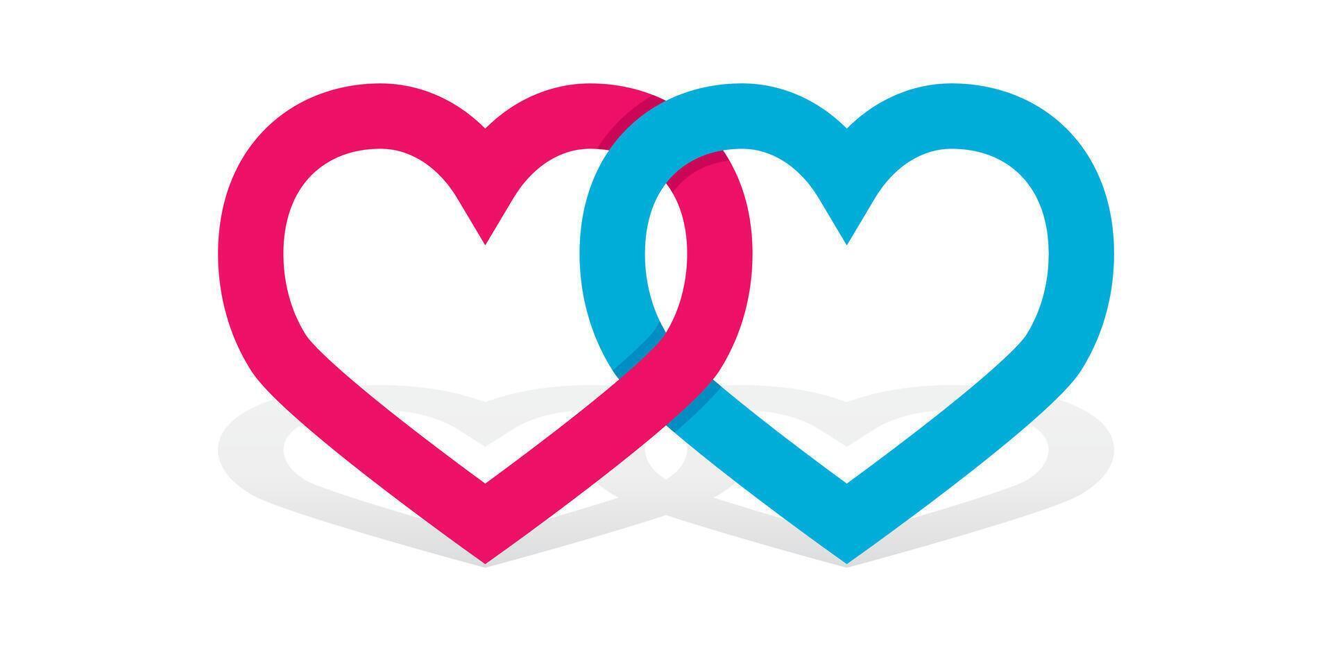Hearts Linked . Love symbol. valentines day illustration vector