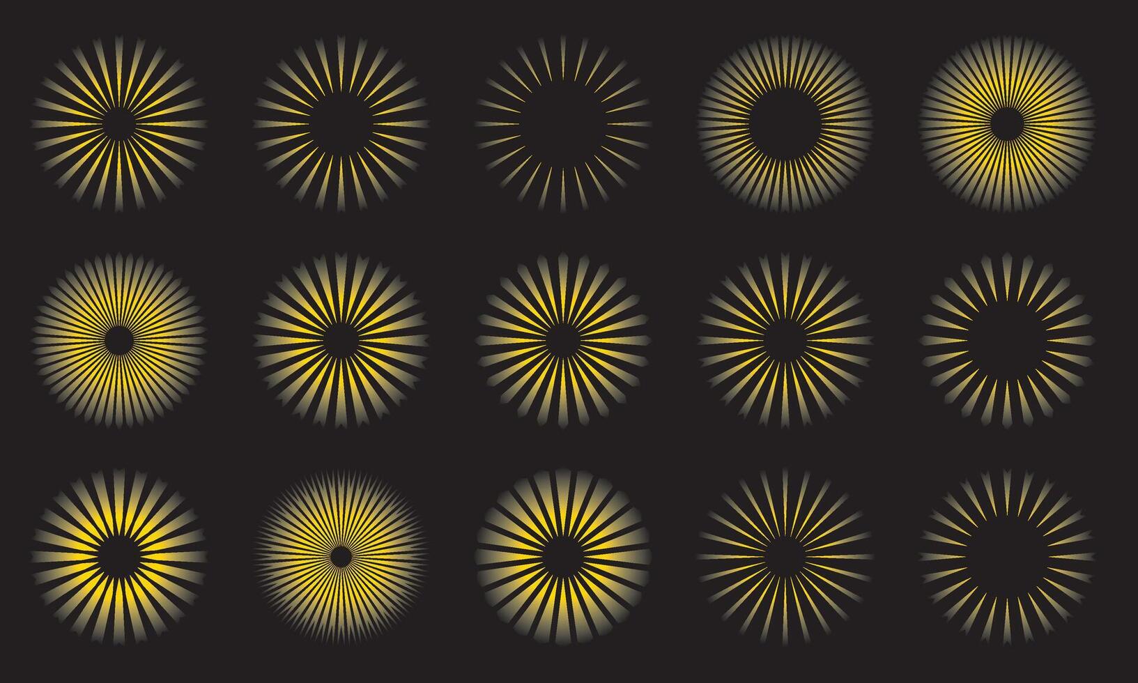 Sun rays icon set, shine and burst vector
