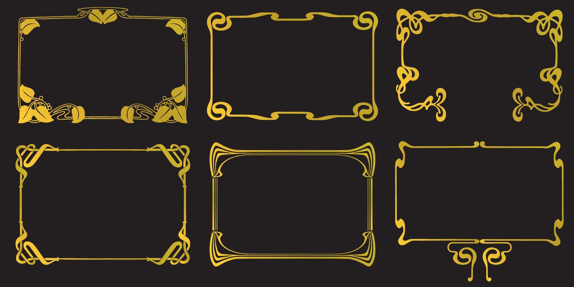 Frames with style Art Nouveau ornament set. vector
