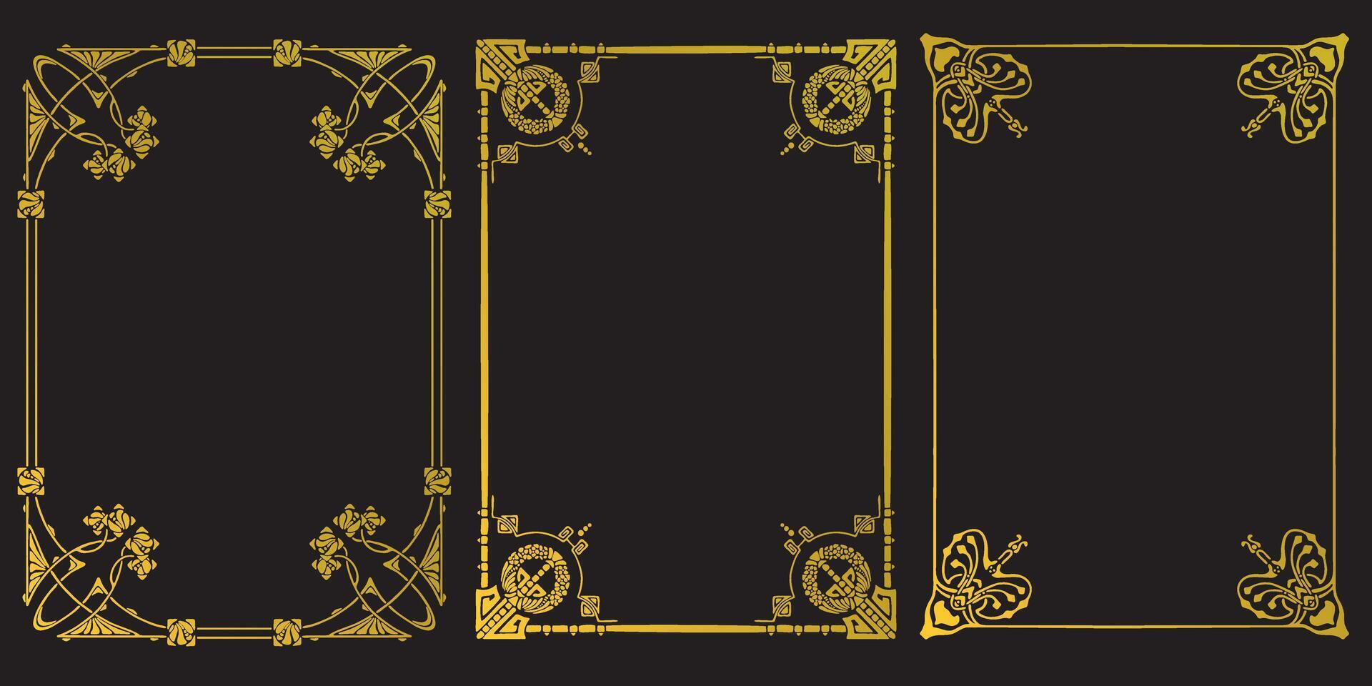 Frames with style Art Nouveau ornament set. vector