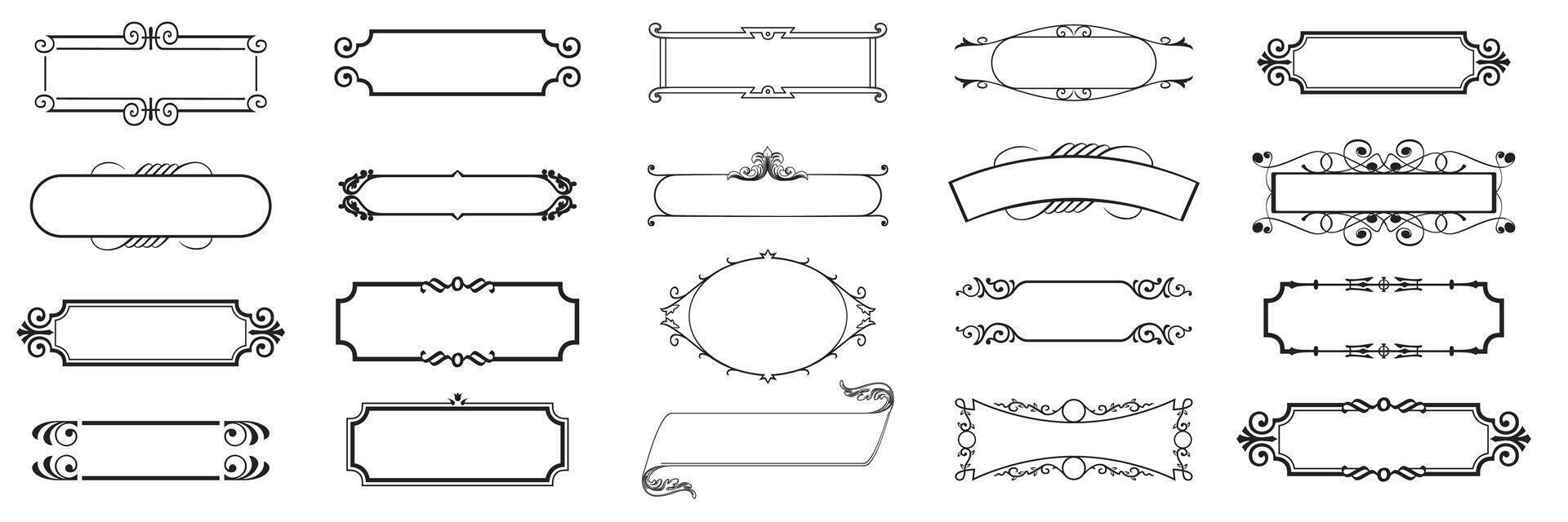 Frame Set ornamental vintage vector