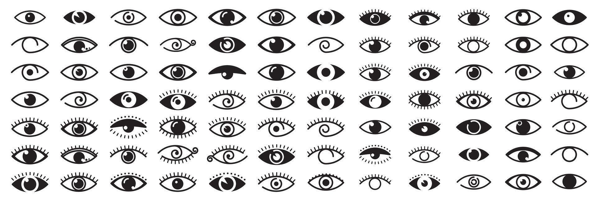 Eye icon set. Simple pictogram pack. Stroke drawing on a white background. vector