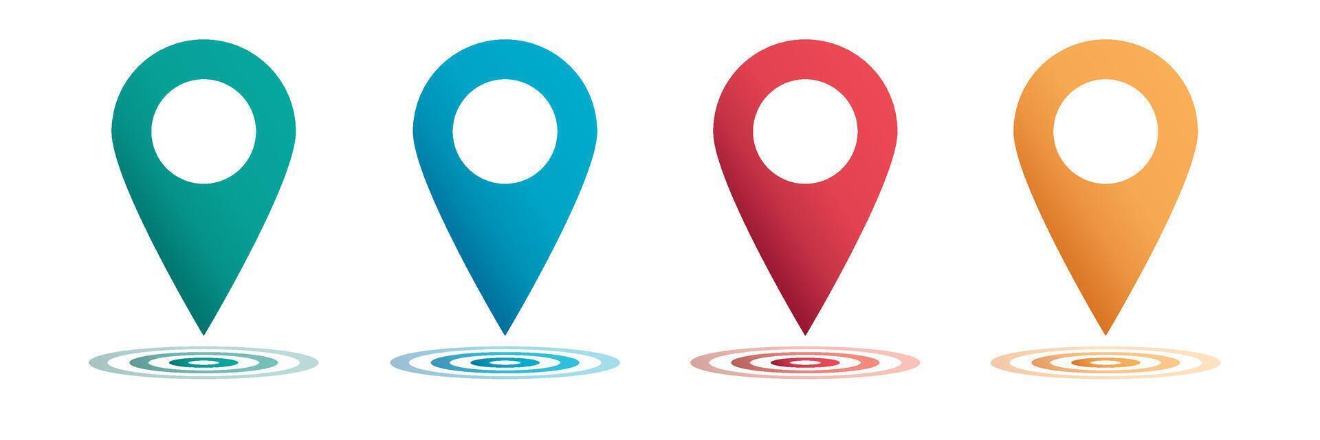 Set color maping pin location 3d icons vector
