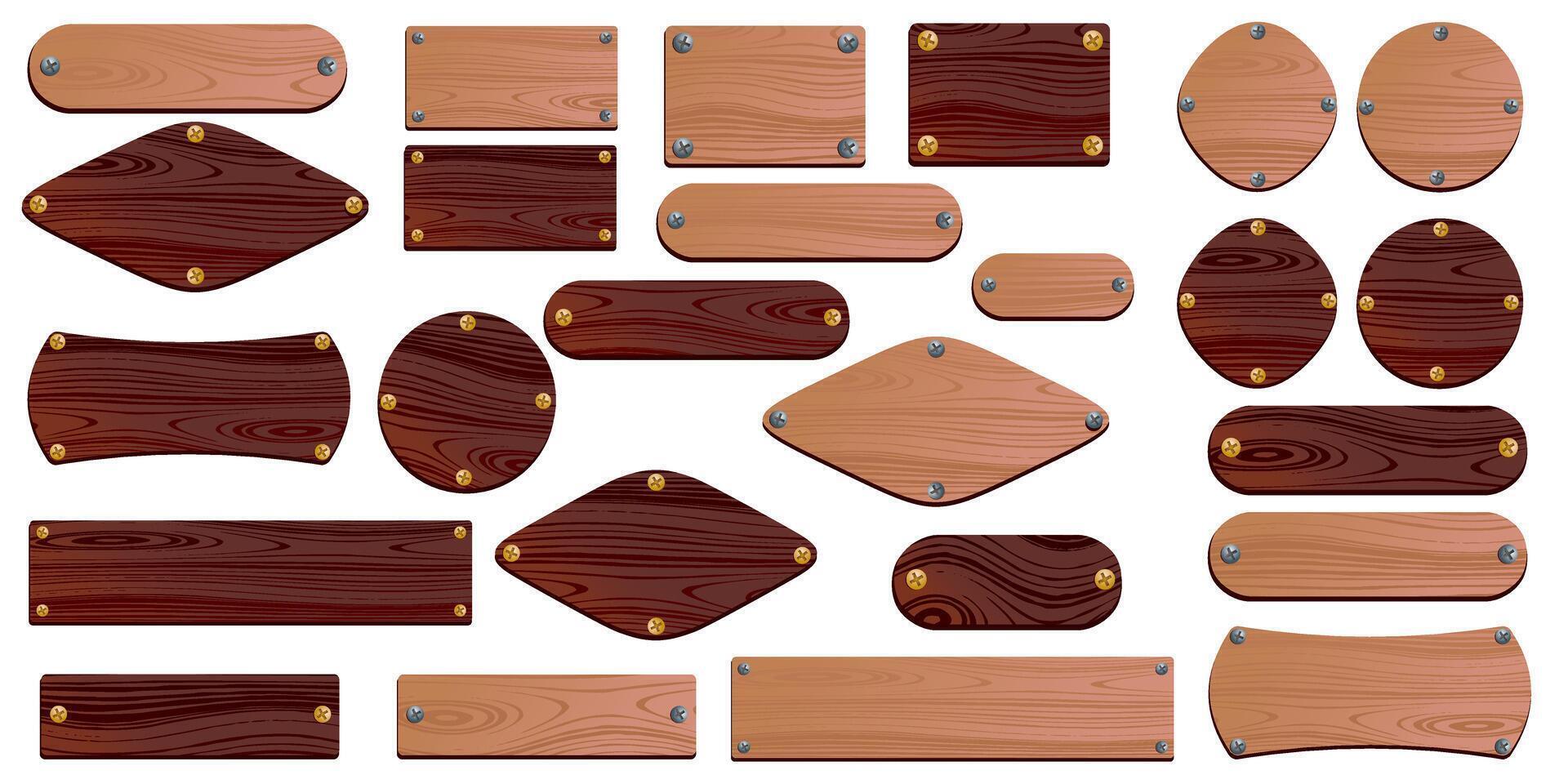 Set of wooden signs. vector