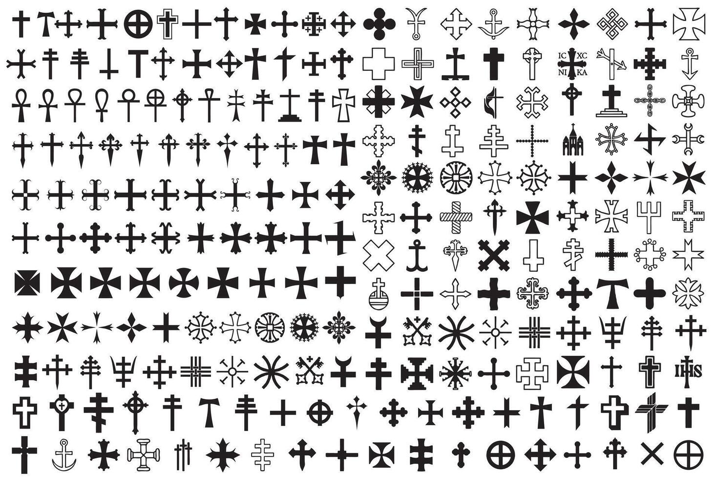 illustration different heraldic crosses isolated on white background vector