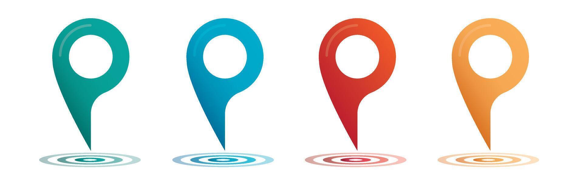 Set color maping pin location 3d icons vector