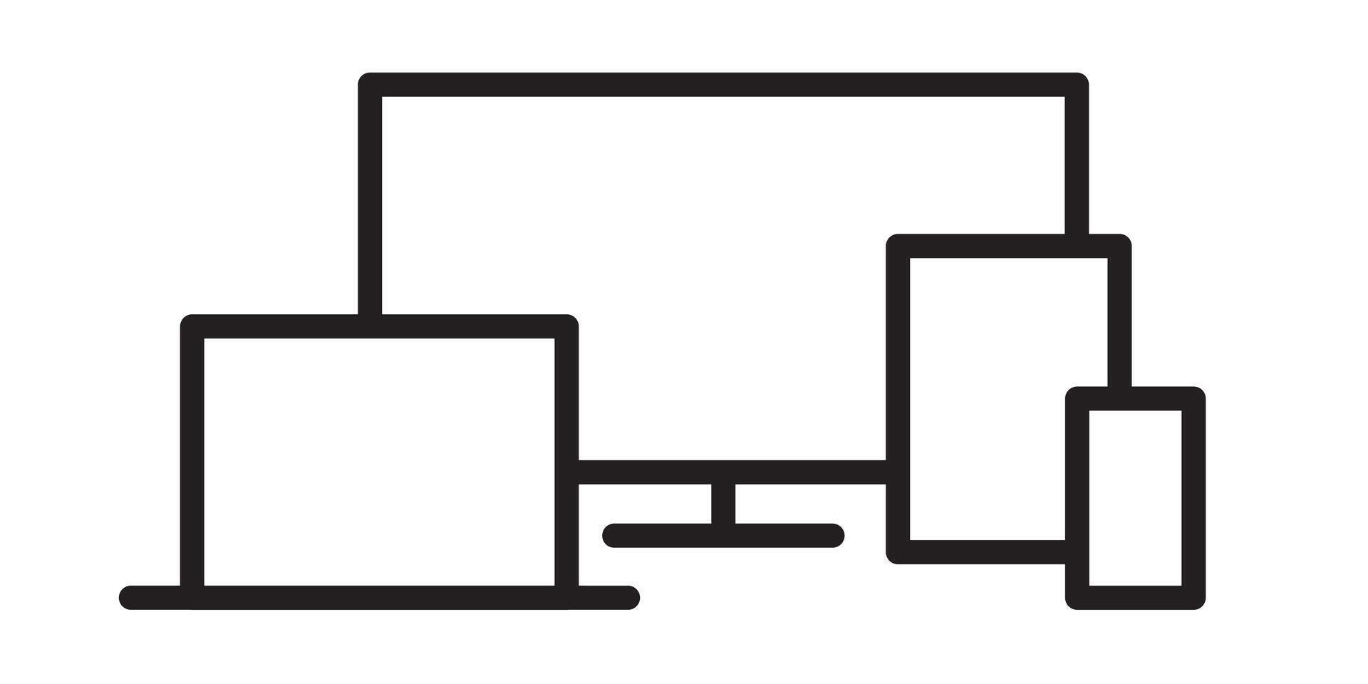 Icon with the devices for the app. Computer, tablet, television and mobile. Online icon, editable and modifiable. vector