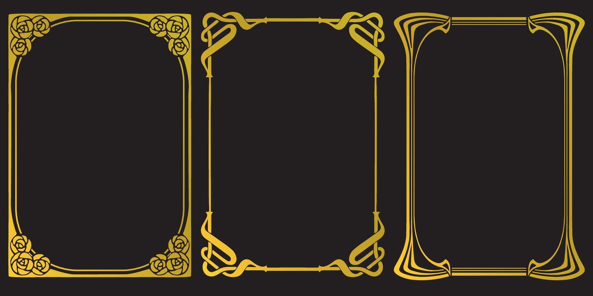 Frames with style Art Nouveau ornament set. vector