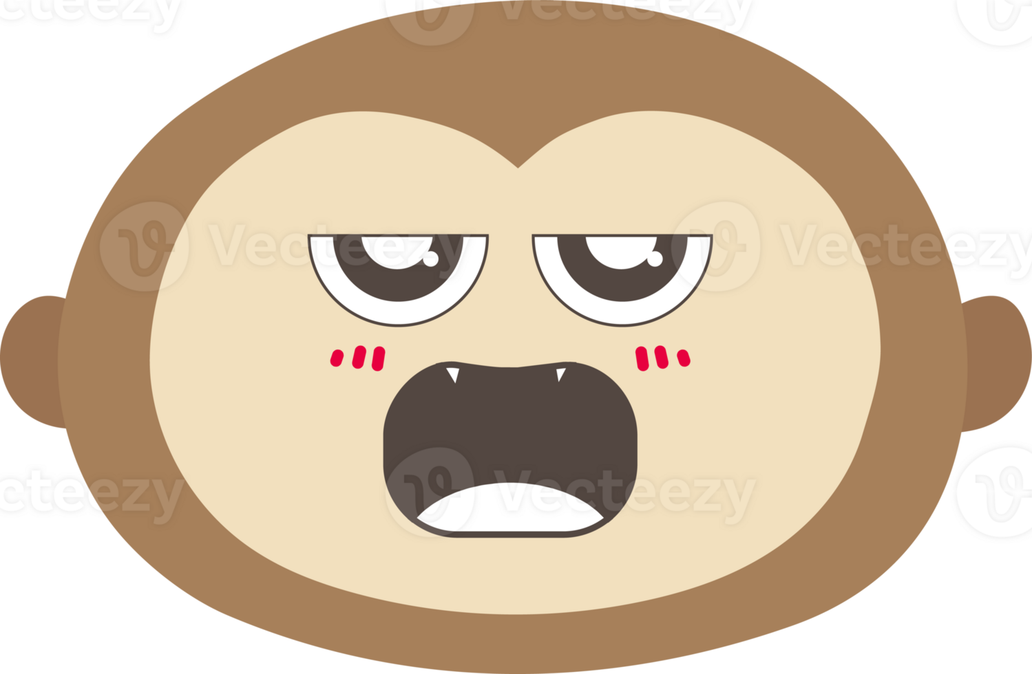 Monkey bored sticker illustration on transparent background. png
