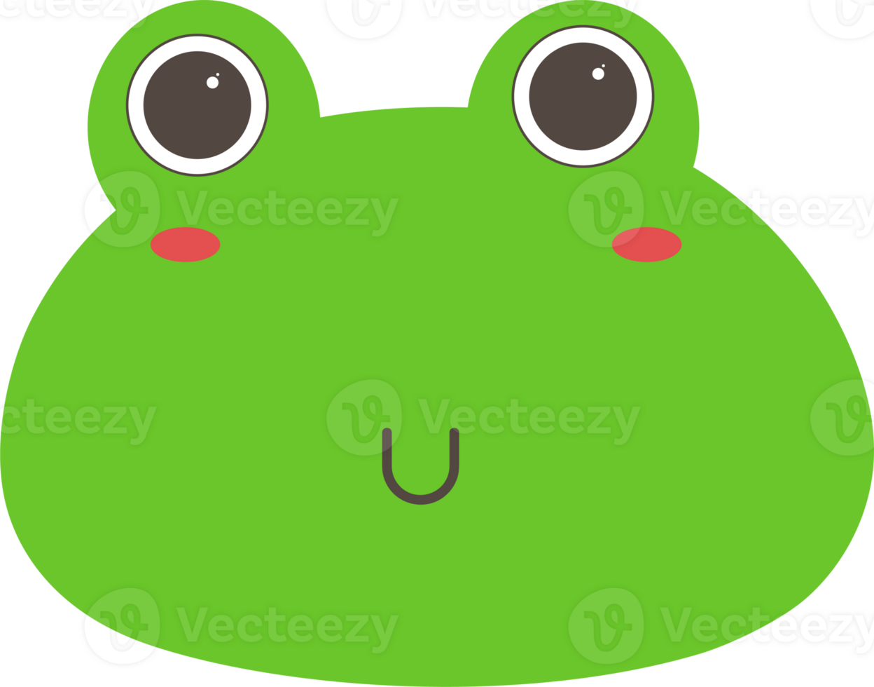 Frog smile sticker illustration on transparent background. png