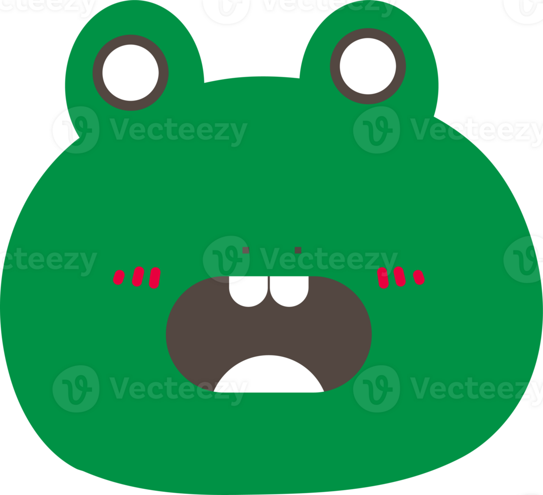 Frog surprised sticker illustration on transparent background. png